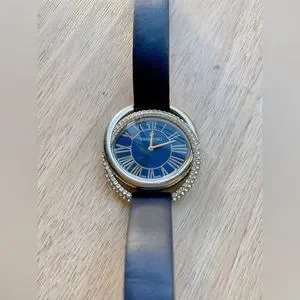 Swarovski | Accessories | Swarovski Duo Blue Leather Strap  display picture 2